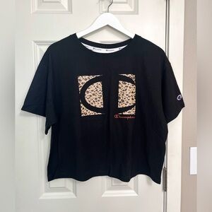Champion Leopard Logo Tee NWOT